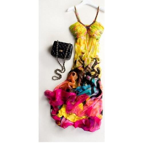 100% Genuine Silk Dresses for Women 2021 Womens Summer Dress Stripless Dress Sexy Dress Long Dresses Vetement Femme Zjt2126