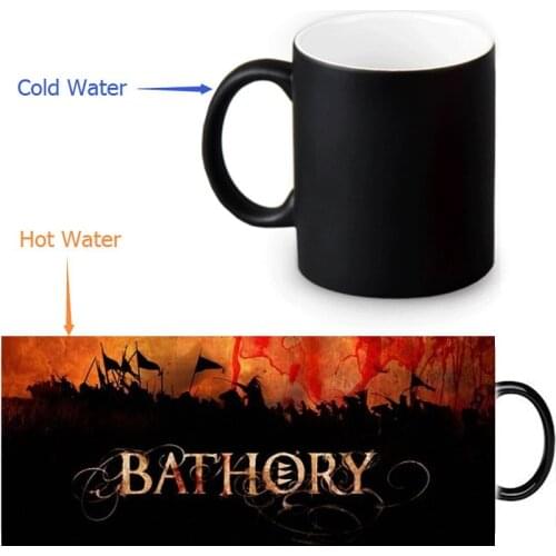 12oz Bathory Heat Changing Color Ceramic Tea Cup Heat Sensitive Coffee Mug Transforming Black Magic Mug
