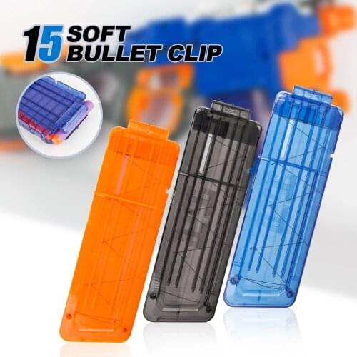 15 three-colour Reload Clip For Nerf Magazine Round Darts Replacement Toy Gun Soft Bullet Clip For Nerf BlasterBlaster