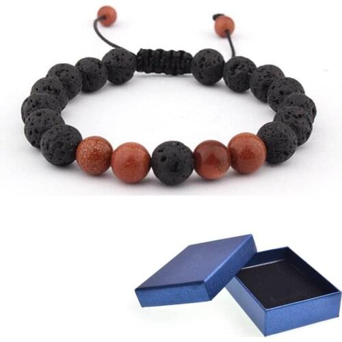 4 Lava stone 8MM Volcanic Stone Braided Bracelet Man Fashion Women Gift For Beautiful Beads