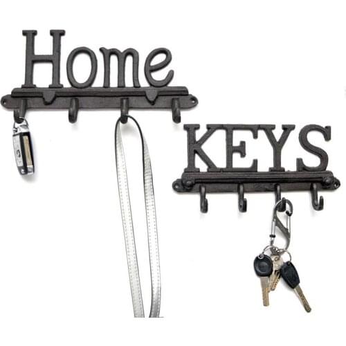 4 Iron Hook Rack Wall Mounted Metal Key Rack Screws Anchors Decorative Cast Iron Key Holder