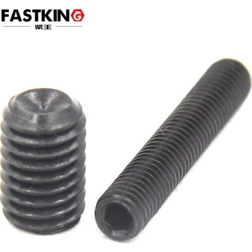 50Pcs ASMEB18.3 1/2 1/4 12.9 Grade Carbon Steel Black Oxided Hexagon Socket Set Screws With Cup Point Concave End Tightening