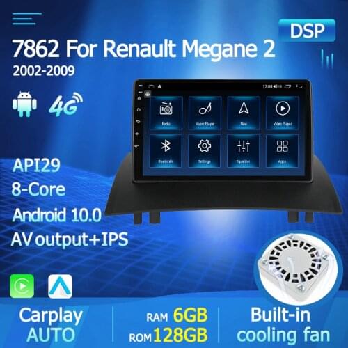9" IPS 128G 2 Din Android 10 Car Radio Multimedia Dvd Player For Renault Megane 2 2002-2009 8-Core GPS Navigation Audio AUTO SWC