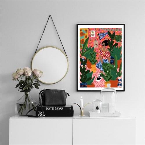 Abstract Woman Fashion Sunglasses Canvas Painting Art Colorful Poster and Print Wall Art Picture Modern Girl Woman Room Decor