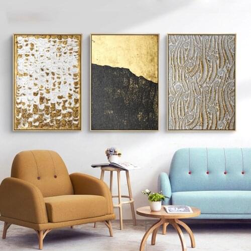 Abstract Black Golden Texture Wall Art Poster Luxury Vintage Line Canvas Painting Pictures Minimalist Living Room Home Decor