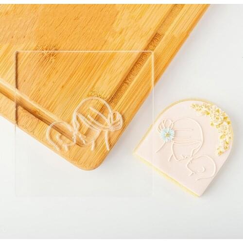 Mom Love Baby Acrylic + Cutter Reverse Stamp Embosser Fondant Plastic Mould Baking Tools Happy Mothers Day Cake Decoration Tool