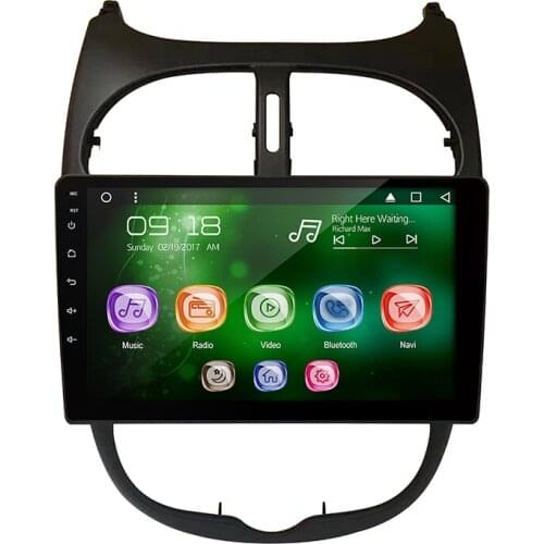 Allways 9" IPS Screen Android 9.0 Octa-core Ram 2GB Rom 32GB Car Multimedia for Peugeot 206 2001-2009 with 2.5D Touch