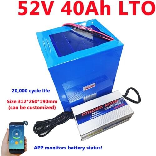GTK 52V 40Ah LTO Lithium Titanate Battery Pack 20,000 cycle with smart BMS for 3500w 7000w sea fishing boat machine +5A charger