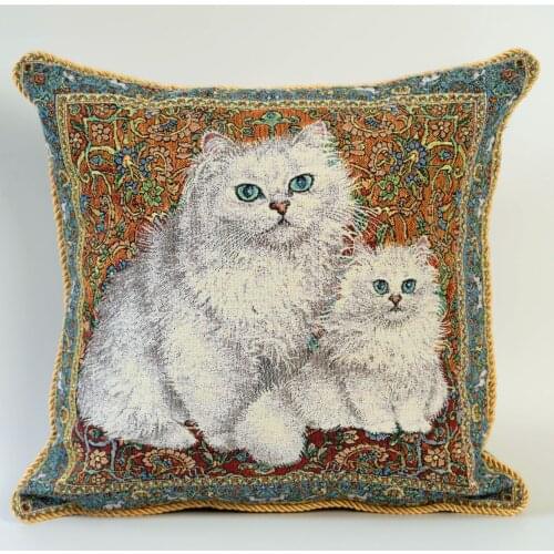 Belgian Jacquard Cushion Cover Full Color Dyed Yarn Cotton Double Sides Luxury Sofa Car Waist Classic Home Decor Pillow Case