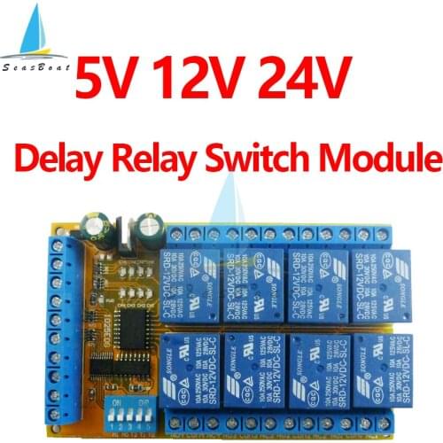 DC 5V 12V 24V 8 Channel Delay Relay Switch Module Multifunction Delay Self-locking Interlock Power Conditioner Low Pulse Trigger