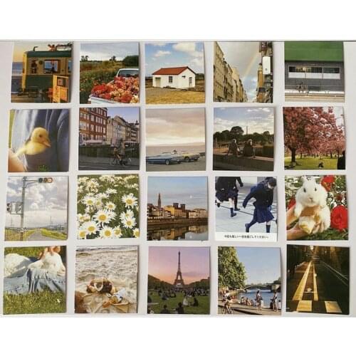 Ins Scenery Retro Interesting Square Postcard 5 Sheets Chic Photo Props Background Wall Sticker Diy Creative Decorative Card