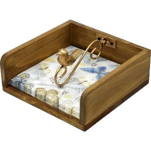 Wood tissue box with Animal decor Creative bird/rabbit/squirrel decoration wood square tissue box Table decoration