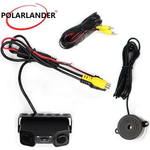 Hot selling 2 in 1 Car Rear Vew Camera with Visible Parking Sensor 2 sensors Night Vision