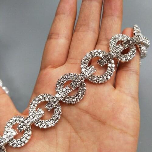 Rhinestone Crystal Chain Bling Diamante Lace Diamond Belt Trim Ribbon Necklace Applique Gem Sparkle Wedding Dress 2cm Width