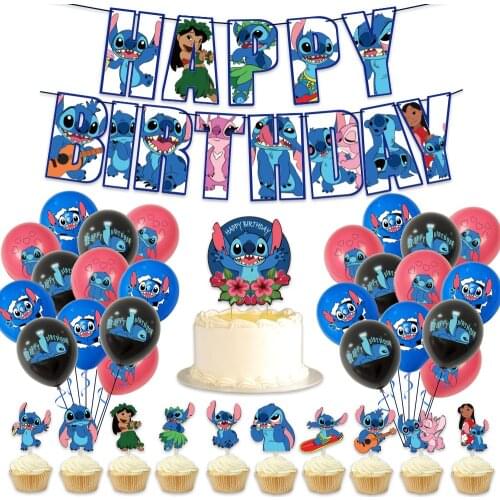 Cartoons Stitched Happy Birthday Party Decoration Cake Topper Banner Balloon Baby Shower kid Celebration Supply Boy Toy Gift