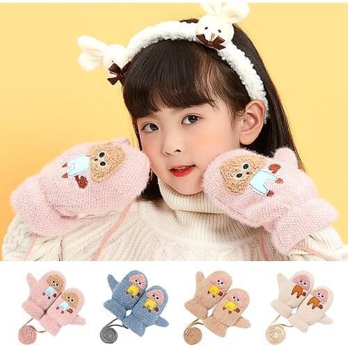 Cartoon Full Finger Warm Thicken Mittens Winter Skiing Gloves Windbreak Gloves Child Fashion Gloves Cartoon Full Finger