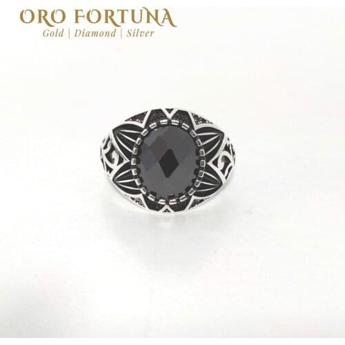 925 Streling Silver Mens Ring Oval Faceted Zircon Stone Fine Jewellery Trendy Gift For Him New Model 2021
