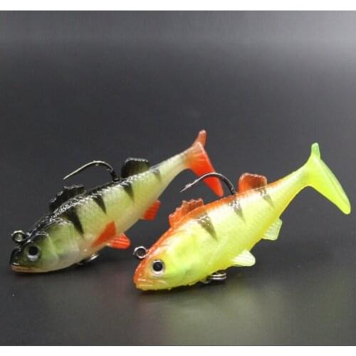 Soft fake fish with lead and hook for lure fishing sea bass bait