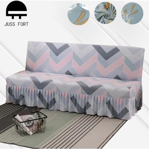 Armless Sofa Bed Cover Fashion Print Skirt Edge Sofa Covers Stretch Without Armrest Folding Sofa bed Cover for Living room Decor