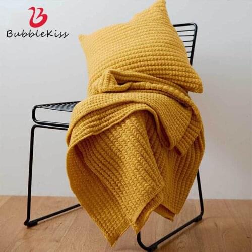 Bubble Kiss Solid Color Blanket for Sofa Nordic Style Knitted Office Nap Vertical Stripe Blanket For Bed Soft Fleece Blankets