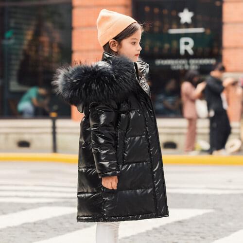 OLEKID 2020 Girl Winter Coat Hooded Waterproof Shiny Down Jacket For Girl 3-14 Years Kids Teenage Parka Outewear Doudoune enfant
