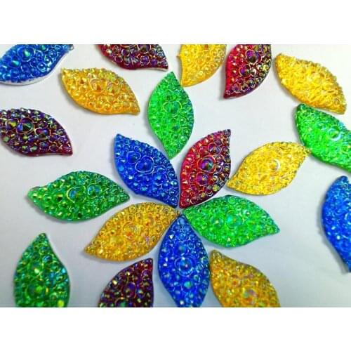 Wholesale mix colour Sew on Rhinestones 16*30mm resin crystal navette shape accessory gemstone strass 50pcs/bag