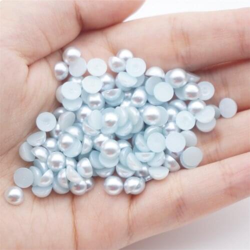 2-12mm Light Blue Flat Bottom Semicircular Resin Diy Loose Beads For Decorative Accessories For Manicure Mobile Phone Case
