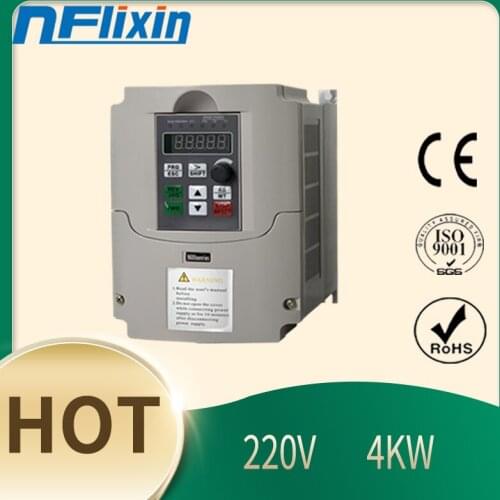 Variable Frequency Drive, AC 220V 4kW VFD Speed Controller Inverter Single Phrase Adjustable-Frequency Drive