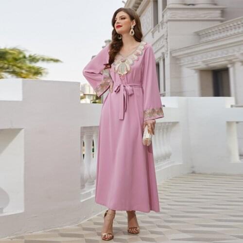 Ramadan Eid Abaya Dubai Hand Made Sequined Beading Muslim Dress Islam Abayas Women Vestidos Robe Longue Vetement Femme Musulman