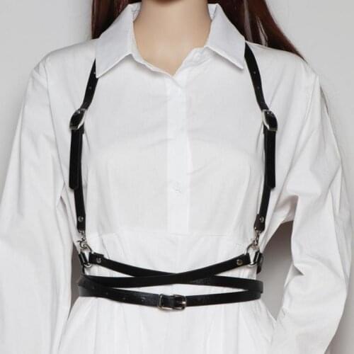 Fashion Trend Women Men Gothic Handmade PU Leather Harness Belts Body Bondage Waist Straps Punk Rock Stylish Accessories