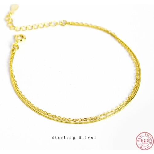 925 Sterling Silver Korean Simple Snake Bone Chain Double Bracelet Women Adjustable Classic Jewelry Accessories Girlfriend Gift
