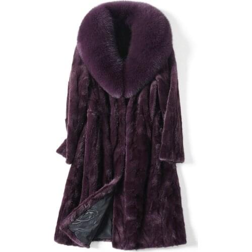 New style fashion fur coat,Genuine fox fur Collar ,good quality mink fur coat, women natural black coats of fur
