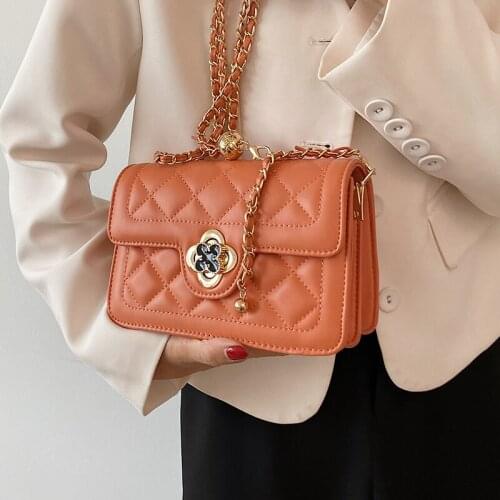 Quilted Chain Small Women Crossbody Bags Diamond Pu Shoulder Bags Female Pure Color Flap Handbags Lattice Designer Messenger Bag