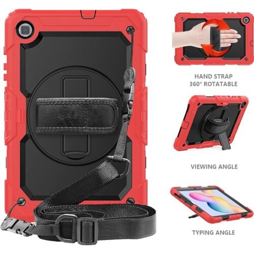 Heavy Case for Samsung Tab S6 P610 P615 360 Degree Rotating Hand Strap Shell Hard Cover Stand