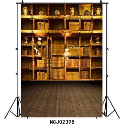Vinyl Backgrounds for Photography Bookshelf Wooden Floor Computer Printed Photo Backdrops Photocall for Weddings Children Baby