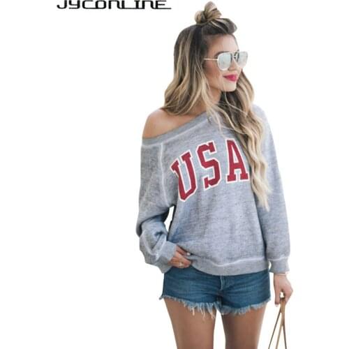 JYConline USA Letter Print Women T Shirt 2017 Autumn Long Sleeve T-shirts Tee Shirt Femme Casual Women Tops Harajuku T-shirt