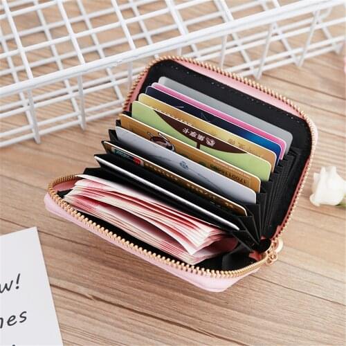 ID Credit Bank Business Card Holder Women Girl Small Zipper Wallet Case Coin Purse Female Evening Party Hangbag Clutch Money Bag