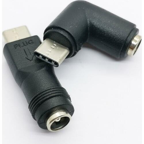 1pcs 90/180 degree DC Power Adapter Converter Type-C USB Male to 5.5x2.1mm Female Jack Connector for Laptop Notebook Computer PC