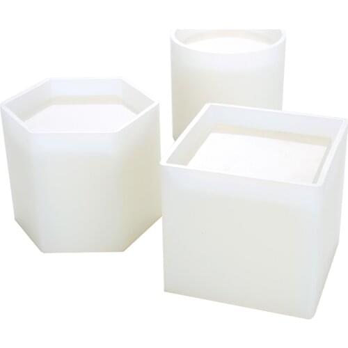 1pcs potted concrete gypsum mould translucent portable large pen holder mould round square hexagonal silicone DIY decoration