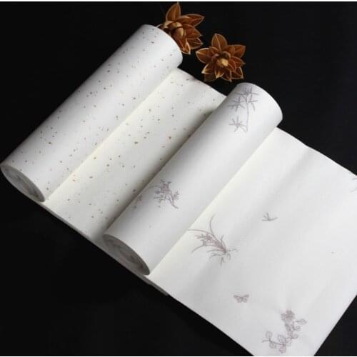 10pcs Xuan Paper Chinese Handmade Semi-Raw Gold Foil Rice Paper Chinese Calligraphy Painting Xuan Paper with Dragon Pattern