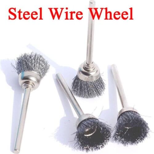 10pcs Steel wire brush wheel dremel tools accessories rotary tool for mini drill tools electric burr abrasive head set deburring