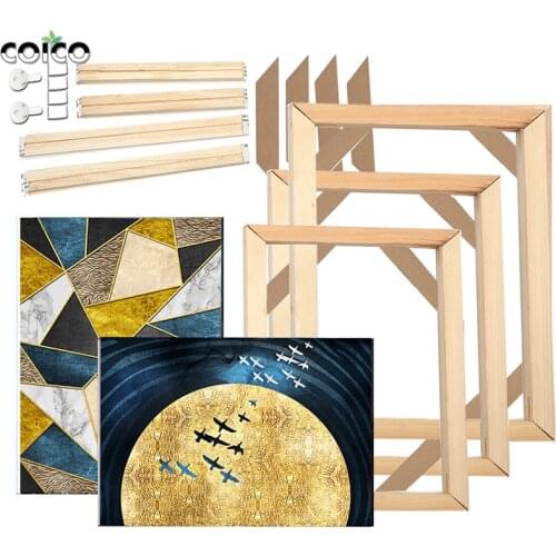 2 pcs Wood Frames Set For Canvas Oil Painting Custom Poster DIY Natural Wooden Picture Frame 50x70 Wall Hanging Photo Frame
