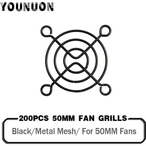 200PCS 50mm PC DC Fan Grill Protector Metal Finger Guard 50x50mm 5cm Black Tone Fan Grills for 50mm Cooling Fans