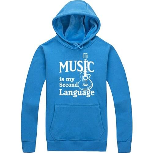 2019 Fashion Men Clothes I Love Music Is My Second Language Print Hoodies And Sweatshirts Mens Winter Woman Long Sleeve Hoody