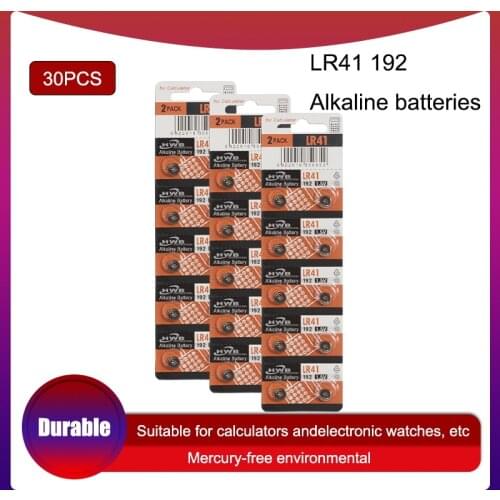 30pcs LR41 SR41 Button Cell Batteries 192 AG3 G3A LR736 392A for Maxell 1.5v Lithium Coin Battery 7.9mm*3.6mm