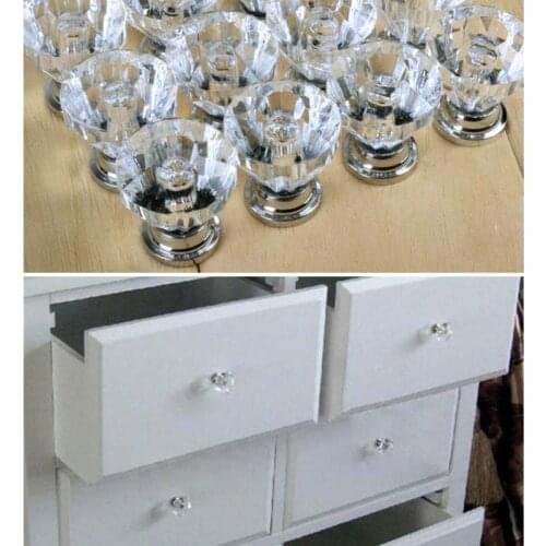 Diamond Door Knobs Crystal Glass Cupboard Drawer Pull Kitchen Cabinet Door Wardrobe Handles Hardware