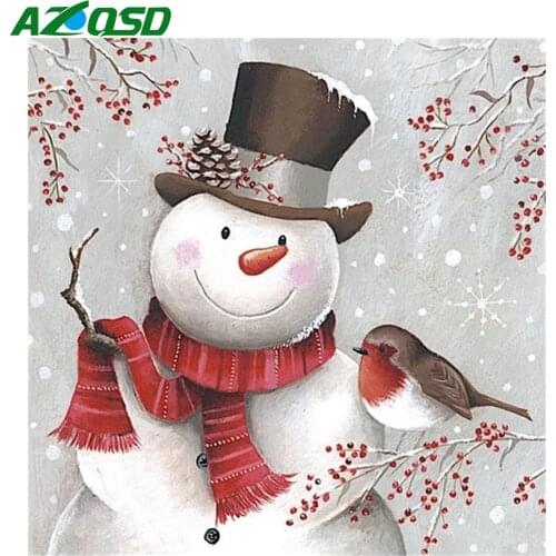AZQSD Diamond Painting Christmas Snowman Mosaic Full Square Drill Home Decor Diamond Embroidery Cartoon Needlework Handmade Gift
