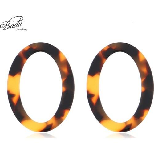 Badu Oval Leopard Stud Earrings for Women Hollowing Geometric Acrylic Earring Vintage Party Jewelry Gift for Girls Wholesale