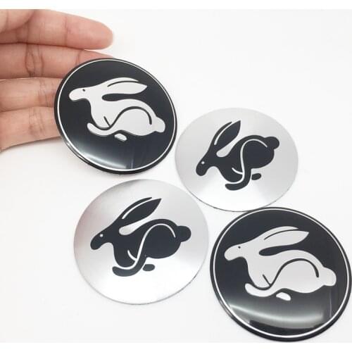 4pcs 56mm Running Rabbit Aluminum alloy Car wheel center hub caps Aluminum Emblem Badge for VW Jetta Golf GTI Polo