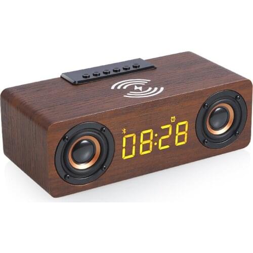 Wooden TV Sound Bar Alarm Clock Subwoofer Home Theater Wireless Charging Sound Column Bluetooth Speaker PC Speaker Caixa De Som